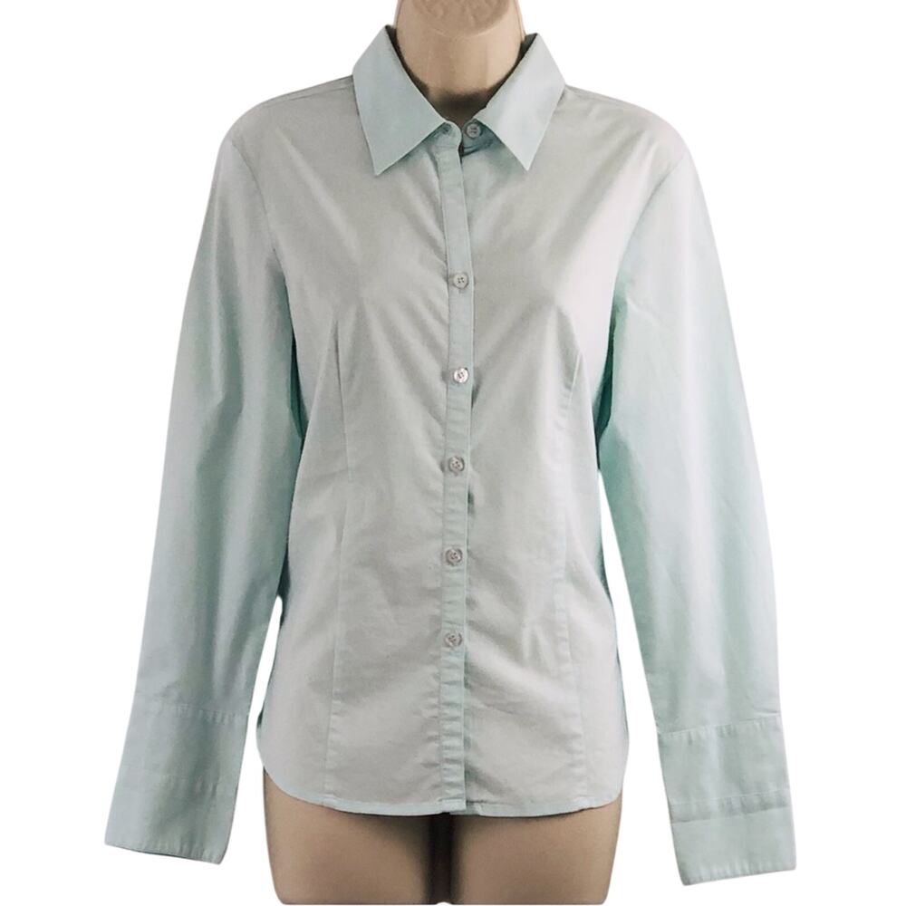Worthington Stretch Pale Blue Button Down Long Sleeve Shirt Normcore Office